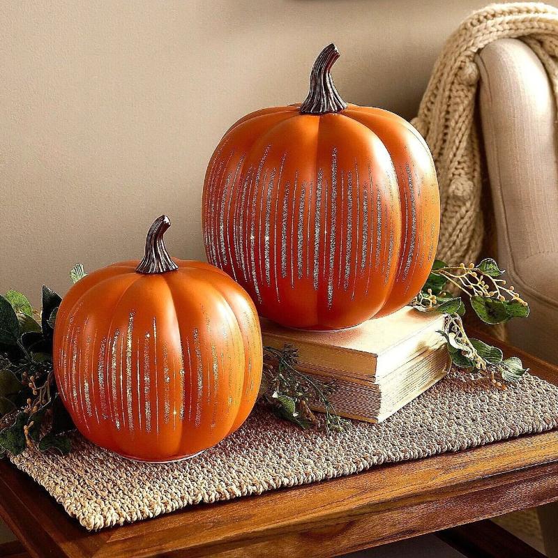 Twinkle Led Light Pumpkins With Timer Timer Lighted Sparkling Starry Night Glass Pumpkin For Home Bedroom Bathroom Hallway