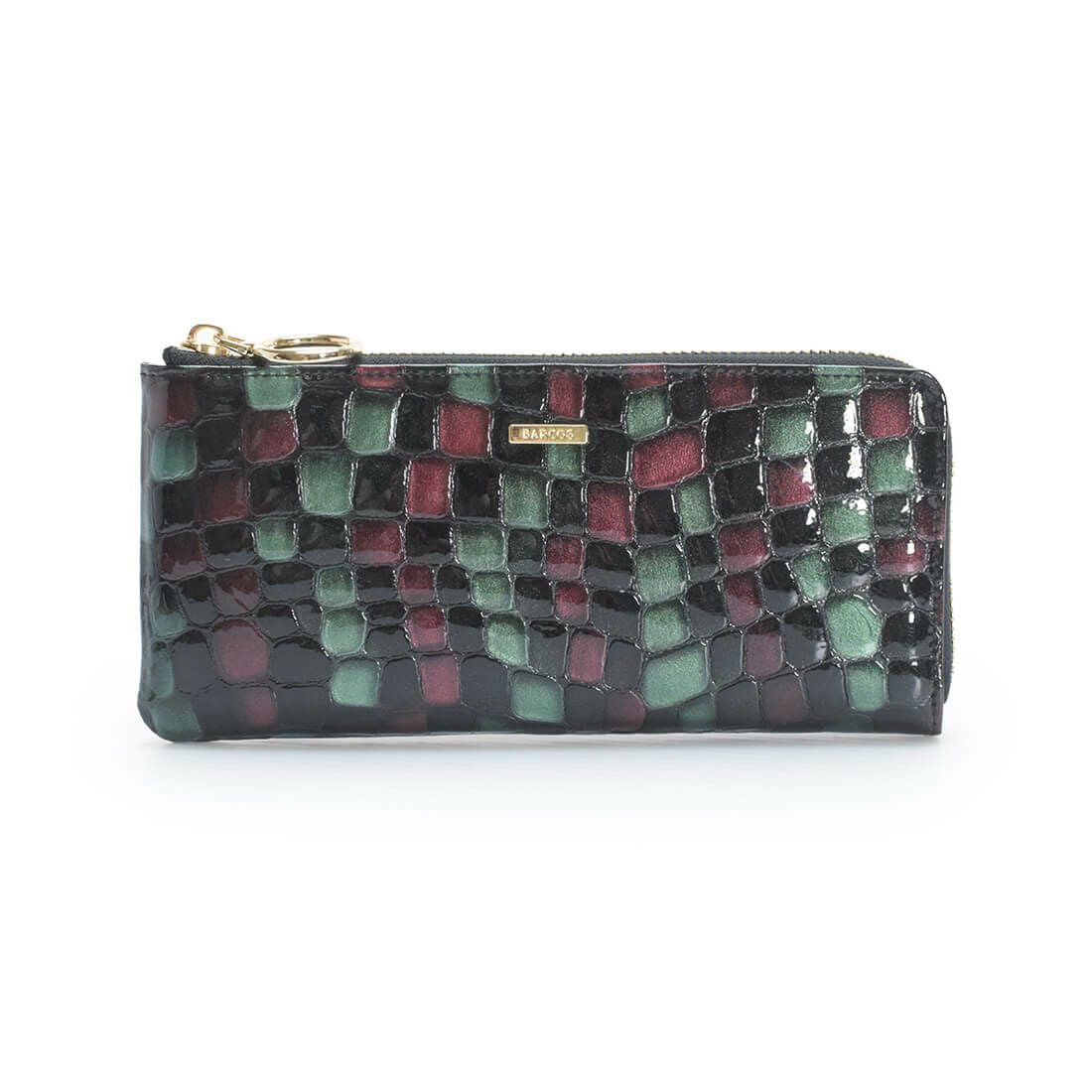 

Barcos Women s L-Shaped Leather Long Wallet with Stained Glass Card Case, Black, for a Beautiful Look