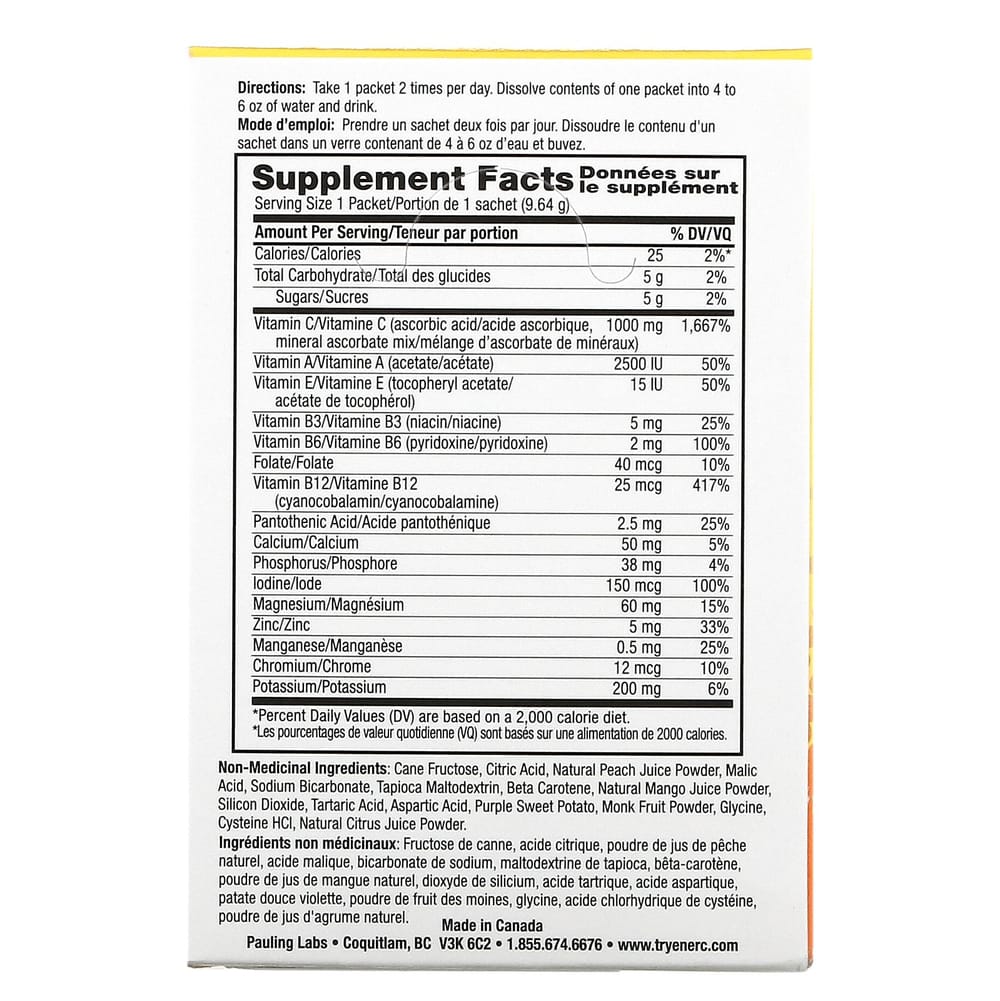 Inner C Vitamin C Multivitamin Drink Mix, Orange, 1000mg, 30 Packs (8.67g Each)