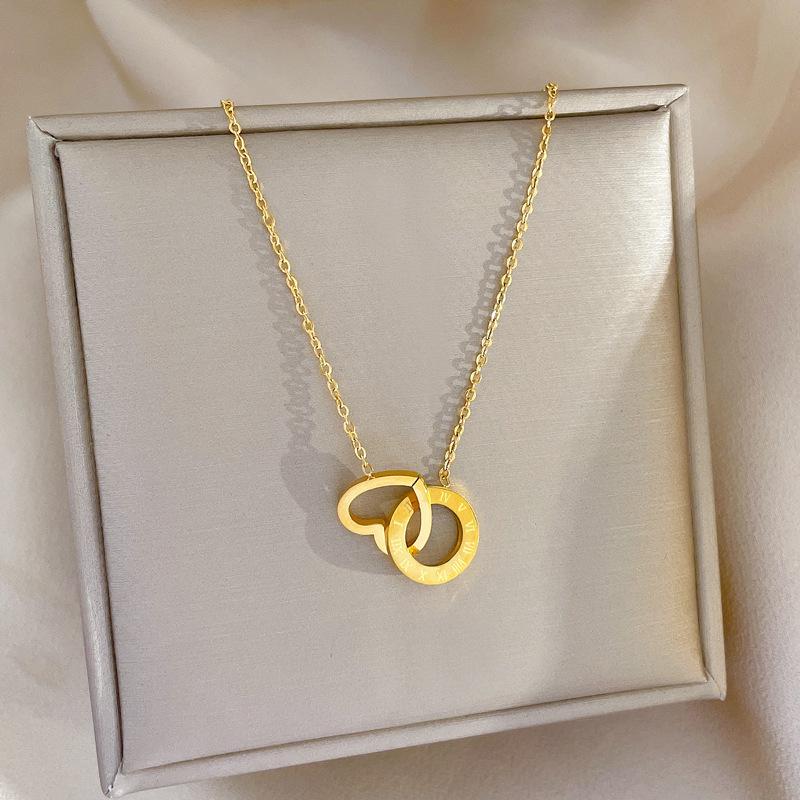Love Ring Minimalist Furnace Real Gold Necklace Female Collarbone Chain With Jewelry
