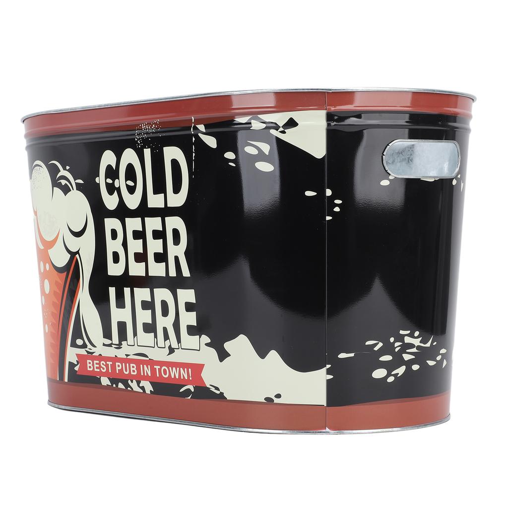 Oval Ice Bucket Tinplate Large Drink Cooling Beverage Tub Ice Container for Party Beer Champagne Cocktails