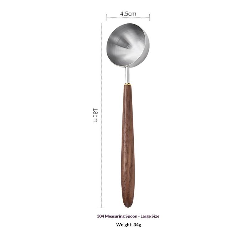 Wooden Handle Stainless Steel Coffee Scoop Tablespoon Measuring Spoon Walnut Wood Long Handle Coffee Spoons For Bar Kitchen