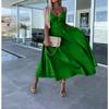 BITCED Women's Fashion Summer Spring Solid Color Print V-Neck Sleeveless Casual Dresses