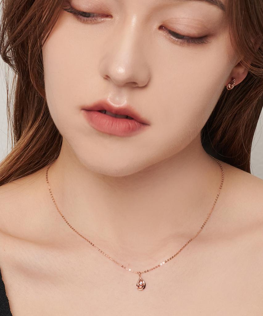 Loveenb [14K Gold] Double Teardrop Necklace