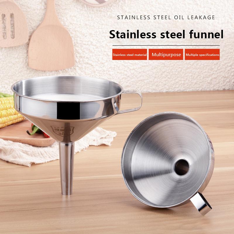 10cm 12cmn 14cm 304 Stainless Steel Funnel Kitchen Household Oil Wine Liquid Dispenser with Removable Strainer Mesh