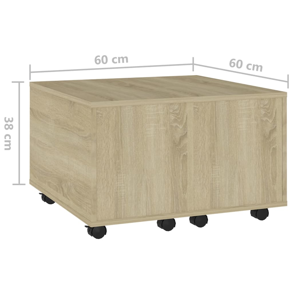 Vidaxl Couchtisch, Sonoma-Eiche, 60x60x38 cm, Holzwerkstoff