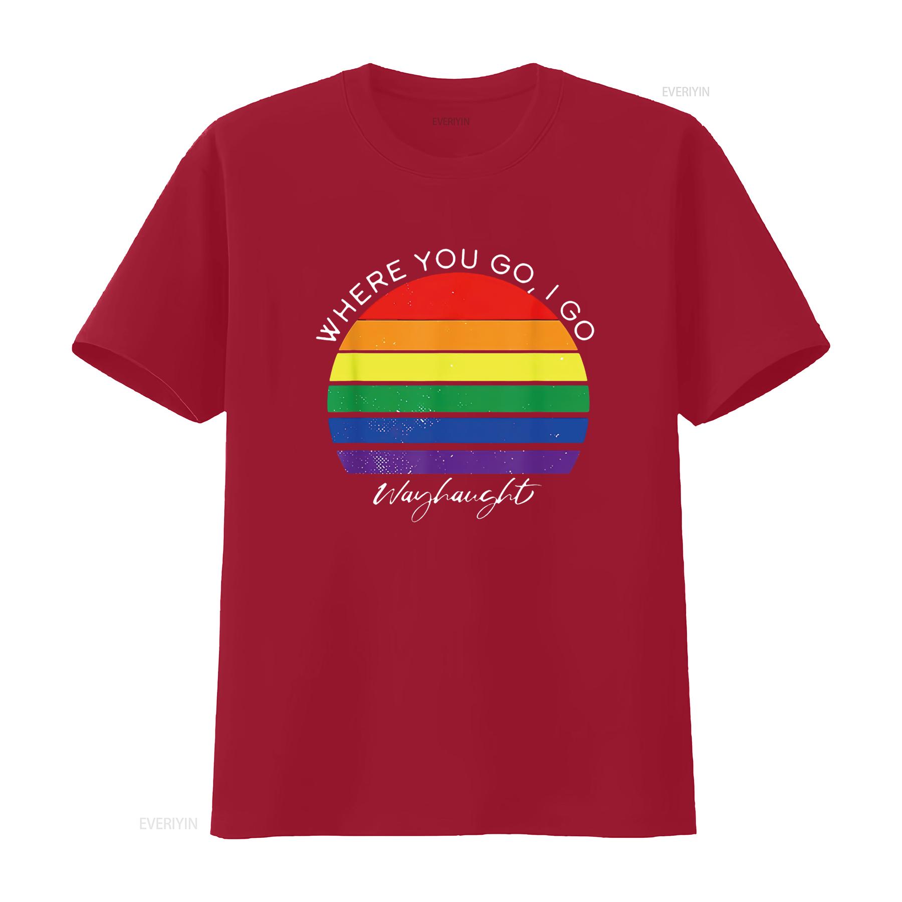 

Wayhaught Where you go I T Shirt vintage Washed Versatile Unisex Top For Everyday Wear Comfortable Soft Stretched Slightly S
