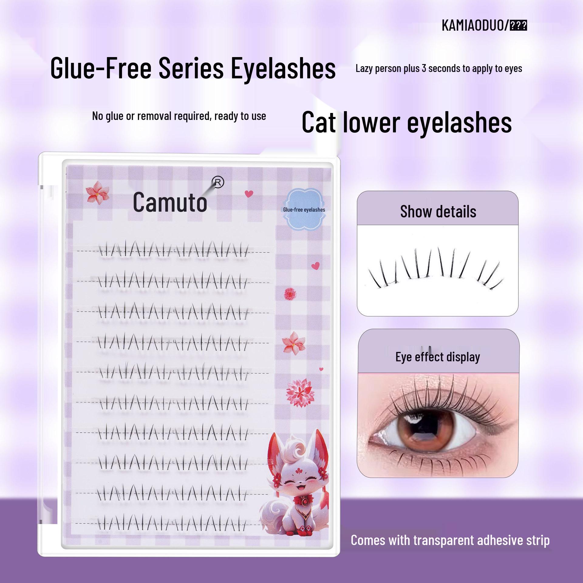 Camido 2026 Adhesive-Free Cat Paw False Lashes: Natural Self-Adhesive Lower Lashes for Authentic Look 6 pairs