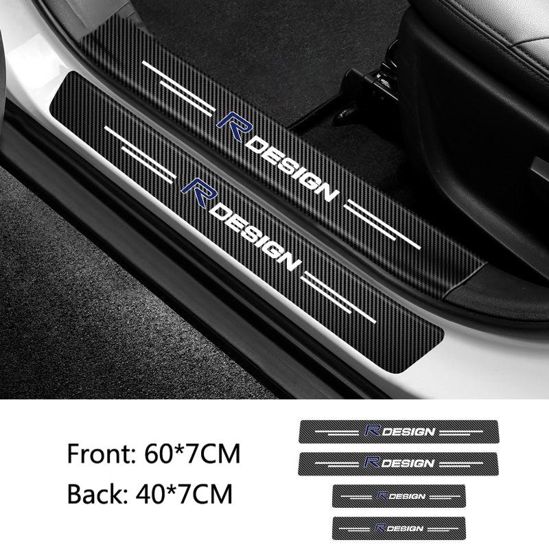 Car Door Sill Scuff Plate Decor Carbon Fiber Stickers Strip For Volvo R Design RDesign XC90 XC60 S60 V40 XC40 V60 V50 S40 C30 C7