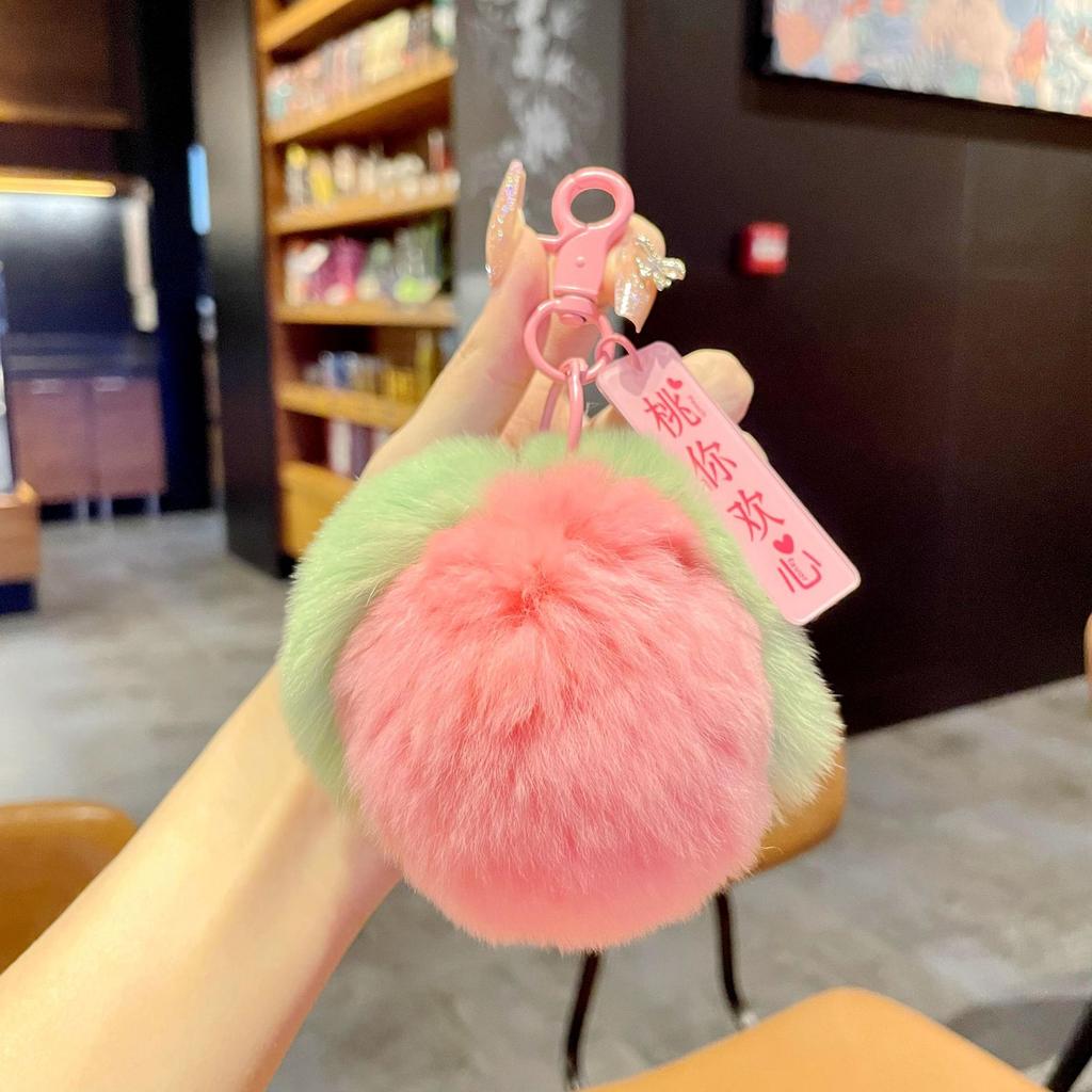 Real Rex Rabbit Hair Good Persimmon Happens Small Persimmon Pendant Everything Ruyi Persimmon Ruyi Plush Bag Pendant Keychain