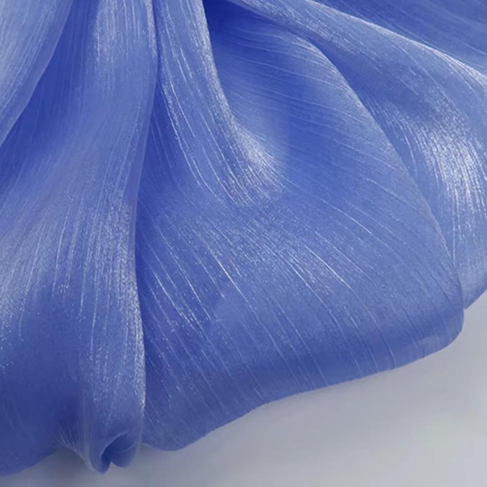Romantic Style Water Ripple Organza Fabric 1m Bright Crepe Gauze Tulle DIY Wrinkled Fabric Wedding Decorative