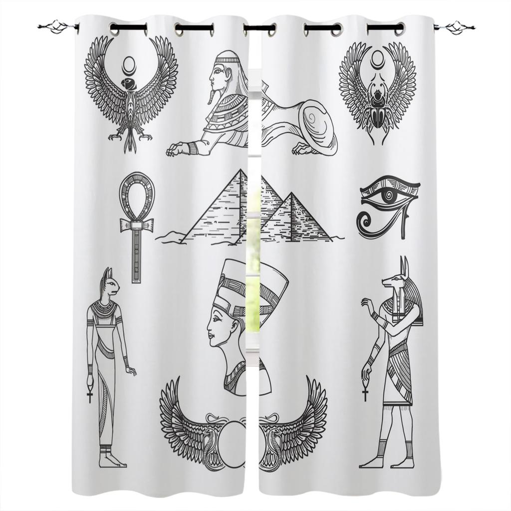 Curtain Ancient Egyptian God Of Wisdom Bedroom Kitchen Curtains Living Room Decoration Items Window Curtains for Living Room