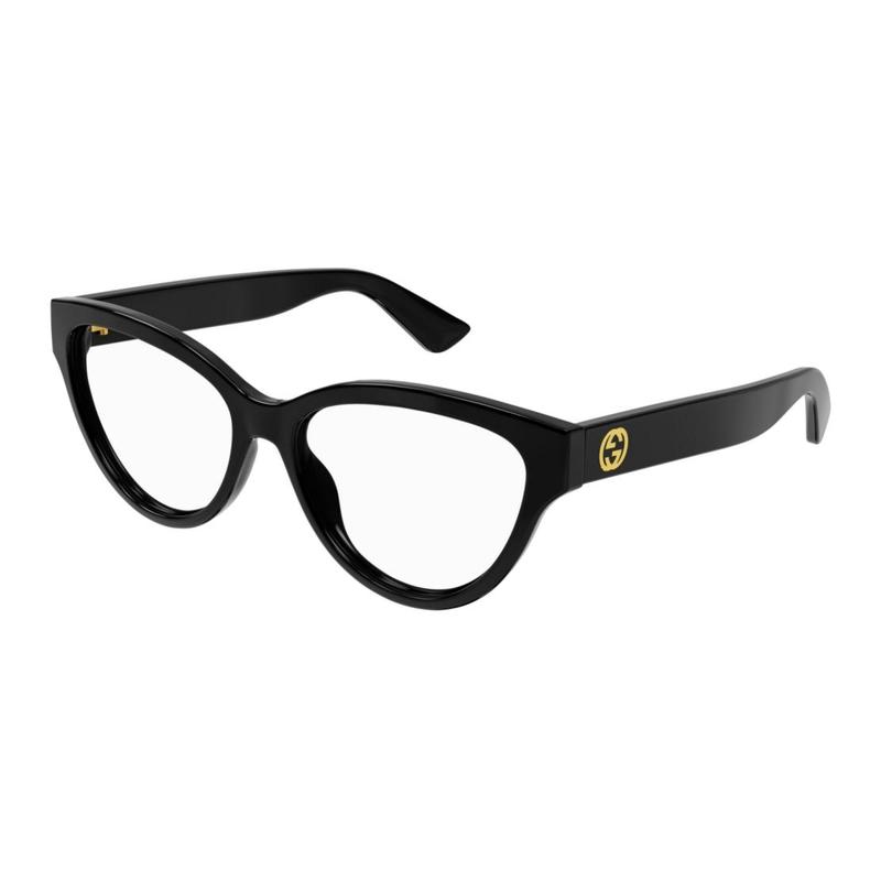Gucci [Available prescriptions] Cat Eye Logo decoration, acetate cat eye optical frame, women s black Black 55 dust bag + glasses case (random color)