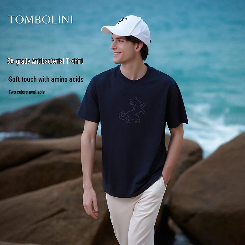 Dongbolini Men s Classic Casual Round Neck Short Sleeve T-Shirt 46 темно-синий