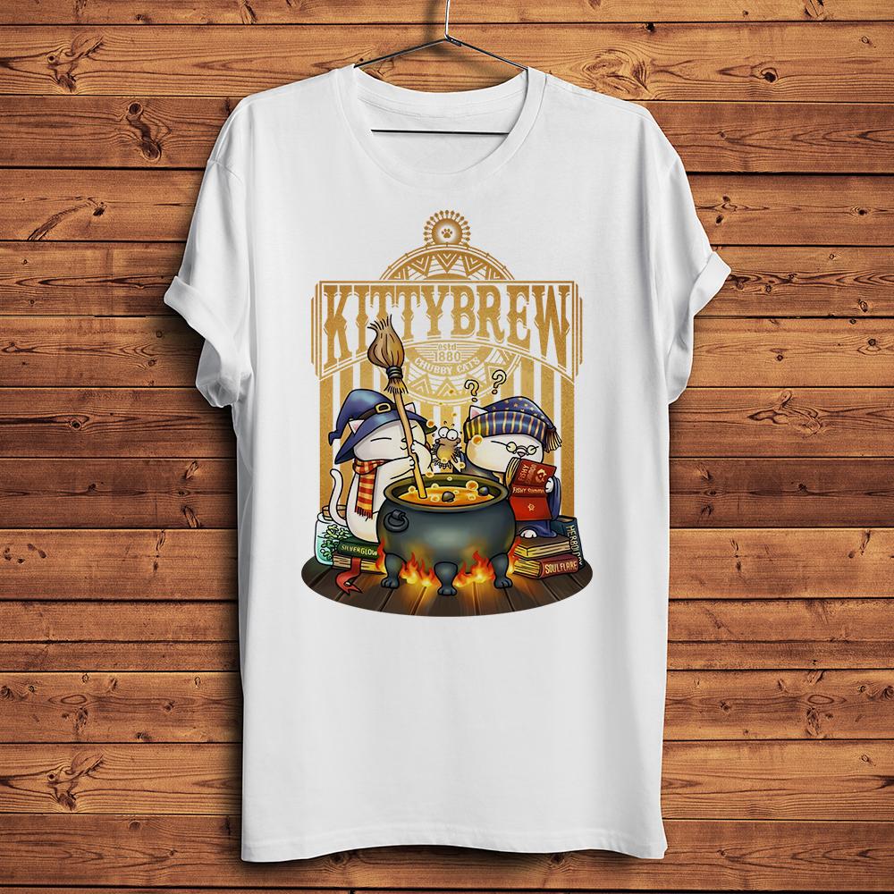 Scary Starry Night Halloween Magic Cat Funny Meow Artistic T Shirt Unisex Homme Daily Short Sleeve TShirt Unisex Streetwear Tee