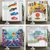Japan Carp Banner Japanese-style Lucky Cat Printed Bath Curtains Bathroom For Bathing Cover Shower Curtains with 12 Pcs Hooks