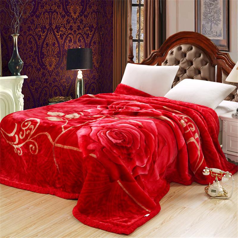 Double-Layer Thickened Raschel Blanket - Winter Warm Quilt & Mattress Cover for Weddings, Air Conditioning, and More.