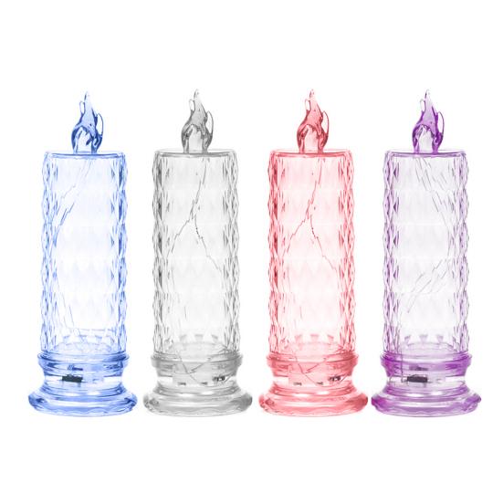 LED Candle Lights Romantic Rose Shadow Flameless Candles Lamp Elegant Crystal-like Pillar Candles