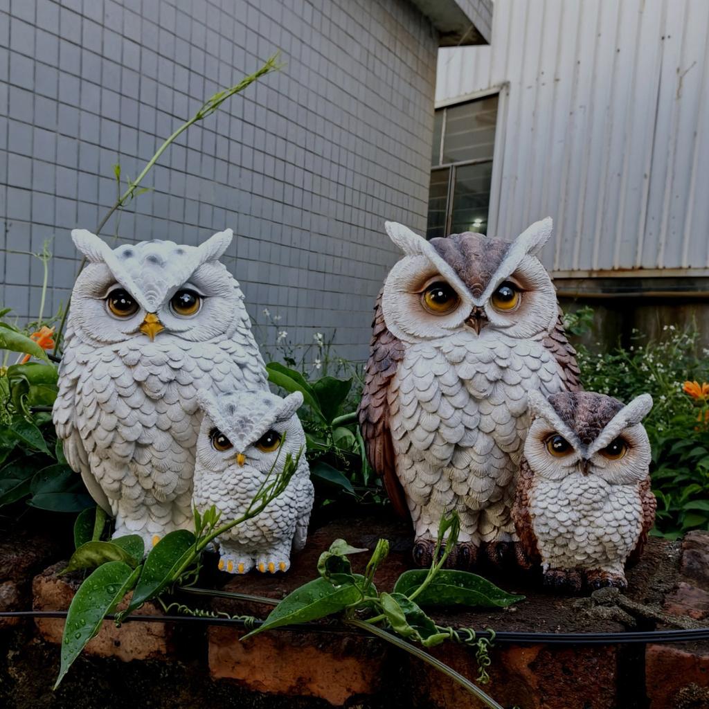 Kunstmatige decoratieve ornamenten voor buitenkorridors, patio's, tuinen en binnenplaatsen, creatieve en schattige uil-moeder-en-kind decoraties