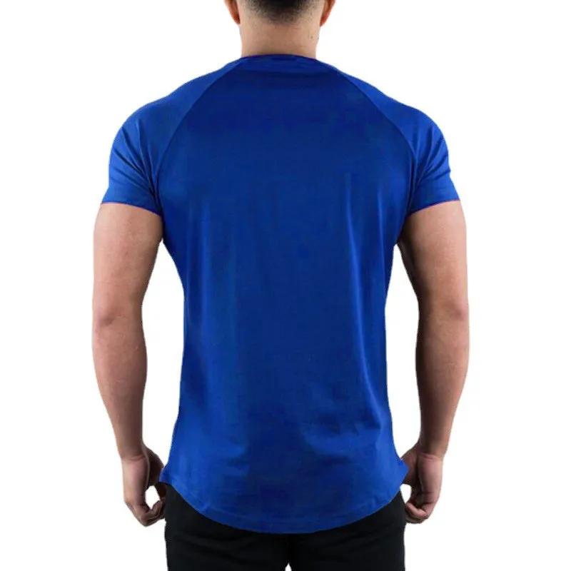 Muscleguys Laufshirts Herren Sommer Baumwolle Slim Fit Fitnesshemden Fitnessstudio Kleidung Sportoberteile für Mann Lässiges Rundhals Kurzarm T-Shirt
