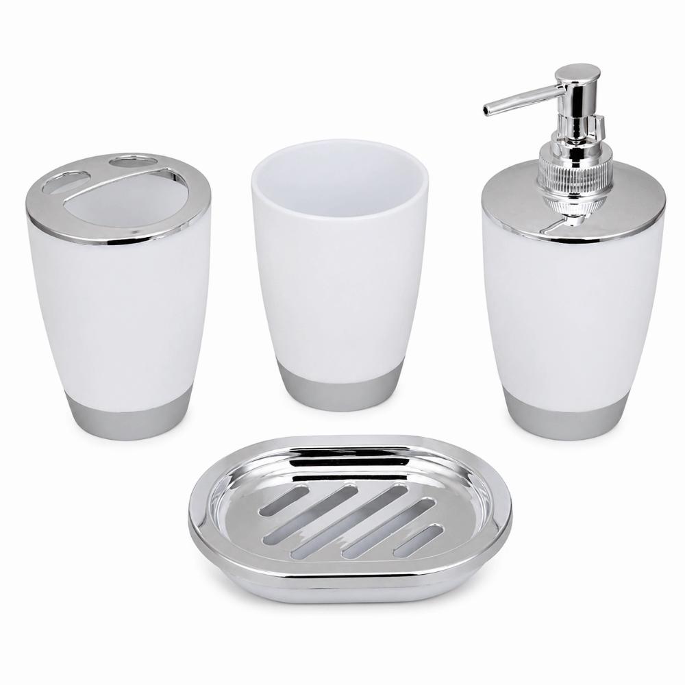 4 Piece Includes Cup Toothbrush Holder Soap Dish Bathroom Accessories Set Home Storage