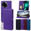 PU Leather Flip Wallet Phone Case for Realme 11x 5G,11 5G Litchi Texture Card Holder Kickstand Wrist Strap Protective Cover