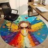 1pc Angel Wings Office Round Area Rug, Indoor Mat Suitable ForOffice, Under Office Chairs Bedroom Living Room Home Decor, Room Deco D082