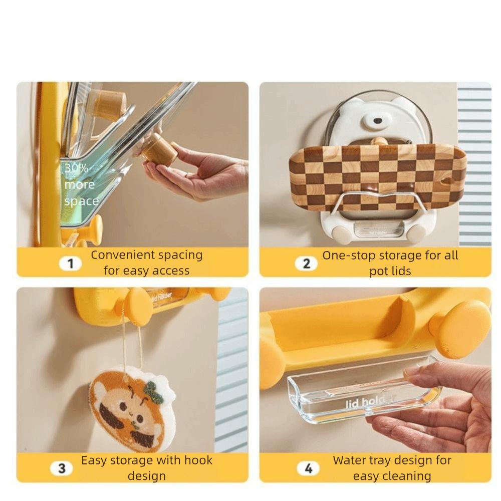 Practical Suction Cup Pot Lid Holder Wall Mounted Multi-Layer Pan Cover Storage Holder Punch-Free Pot Lid Rack