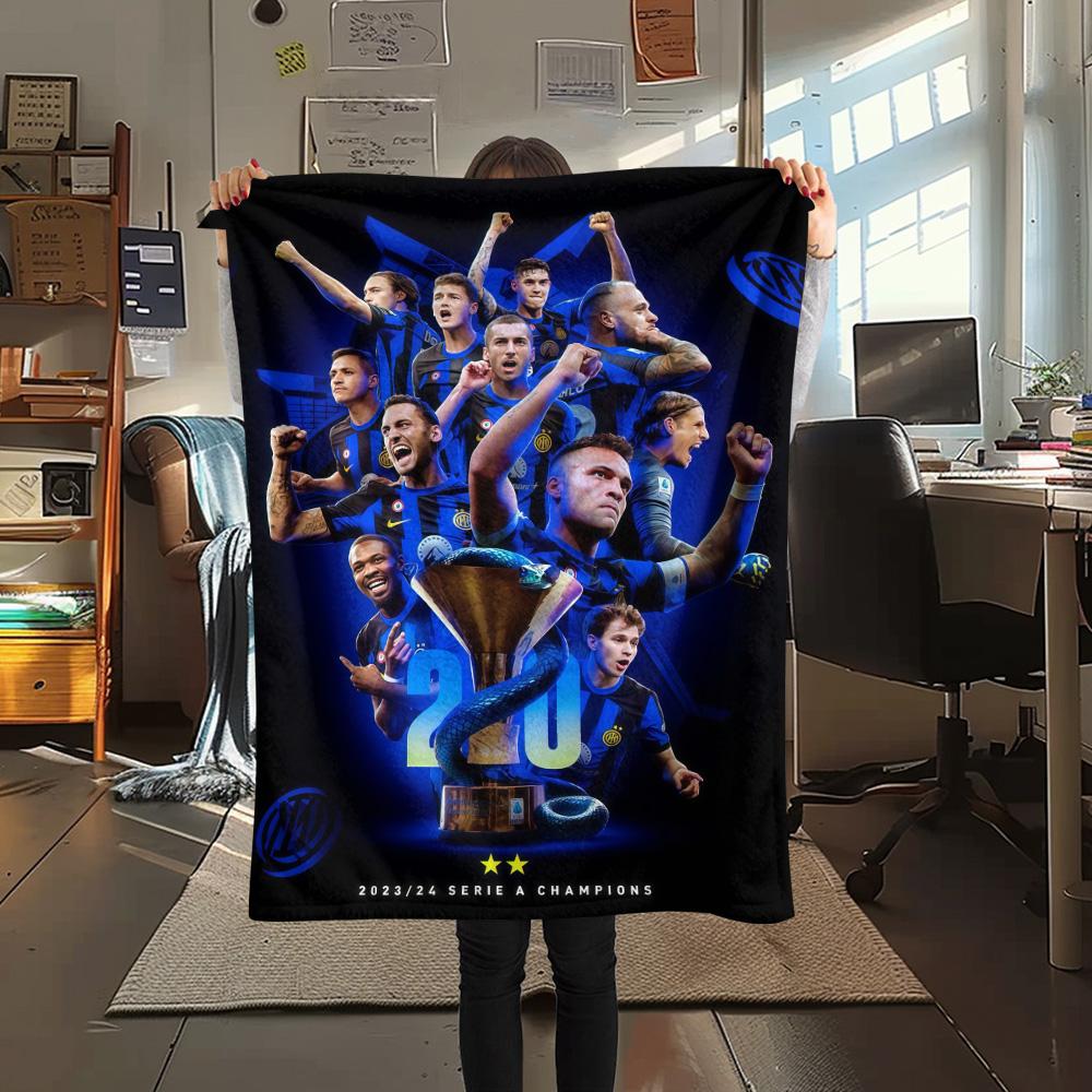 

Inter Milan Print FlAannel Blanket, High quality Comfortable for All Seasons, Home Decor, Warmth and Comfort 80cm x 120cm
