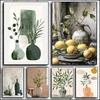 Neutrale Olivenbaumschatten-Vase Leinwanddruck Retro-Pflanzenlandschaft Wandkunst Poster für Modernes Einweihungsgeschenk Wohnzimmer Heimdekoration