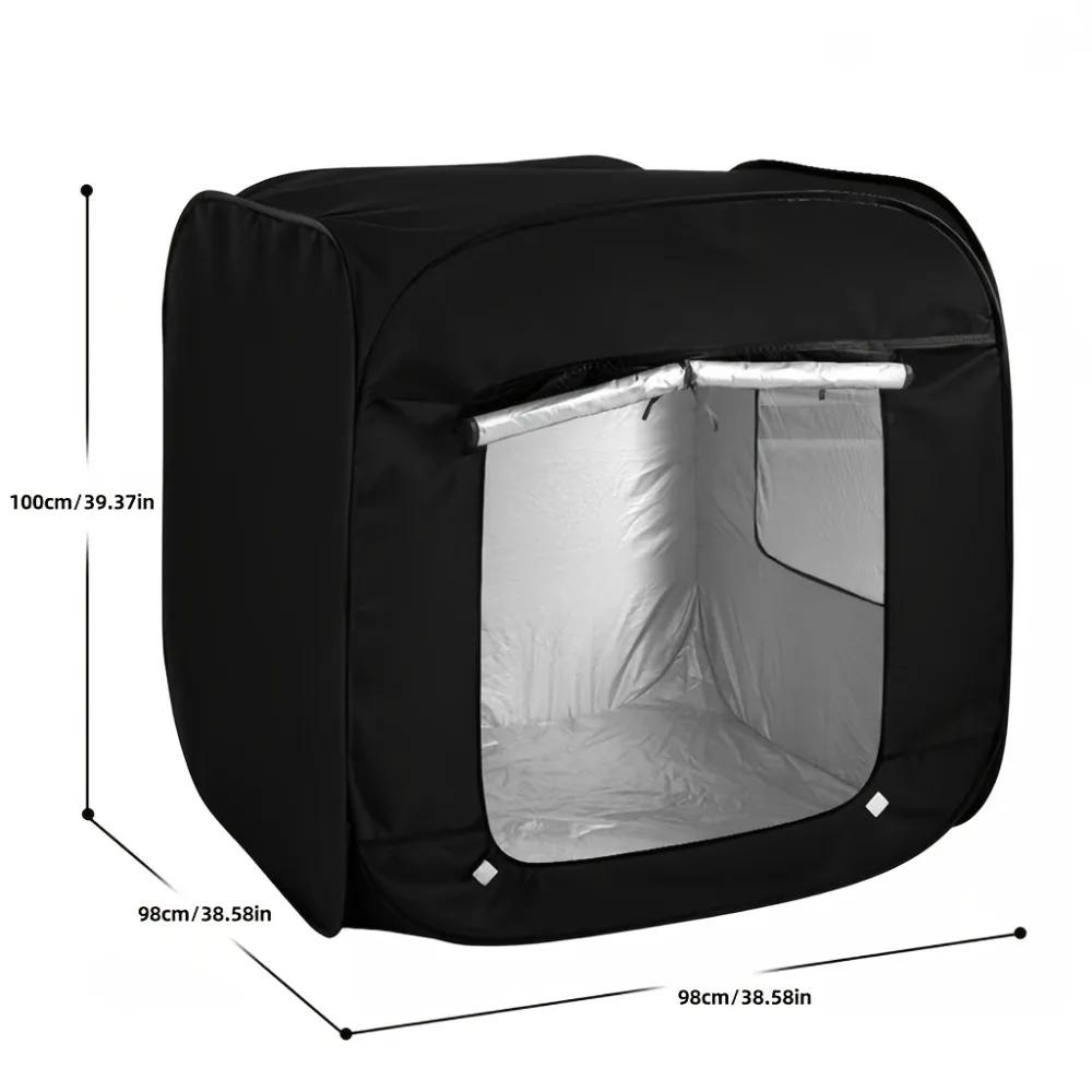 Black Foldable Dogs Tent Coated Silver Outdoor Travel Pet Shelter Nest Bed Windproof Cat House with Shade Cloth for Medium Dogs