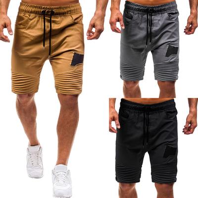 casual plain multi pocket mid waist regular men's pants