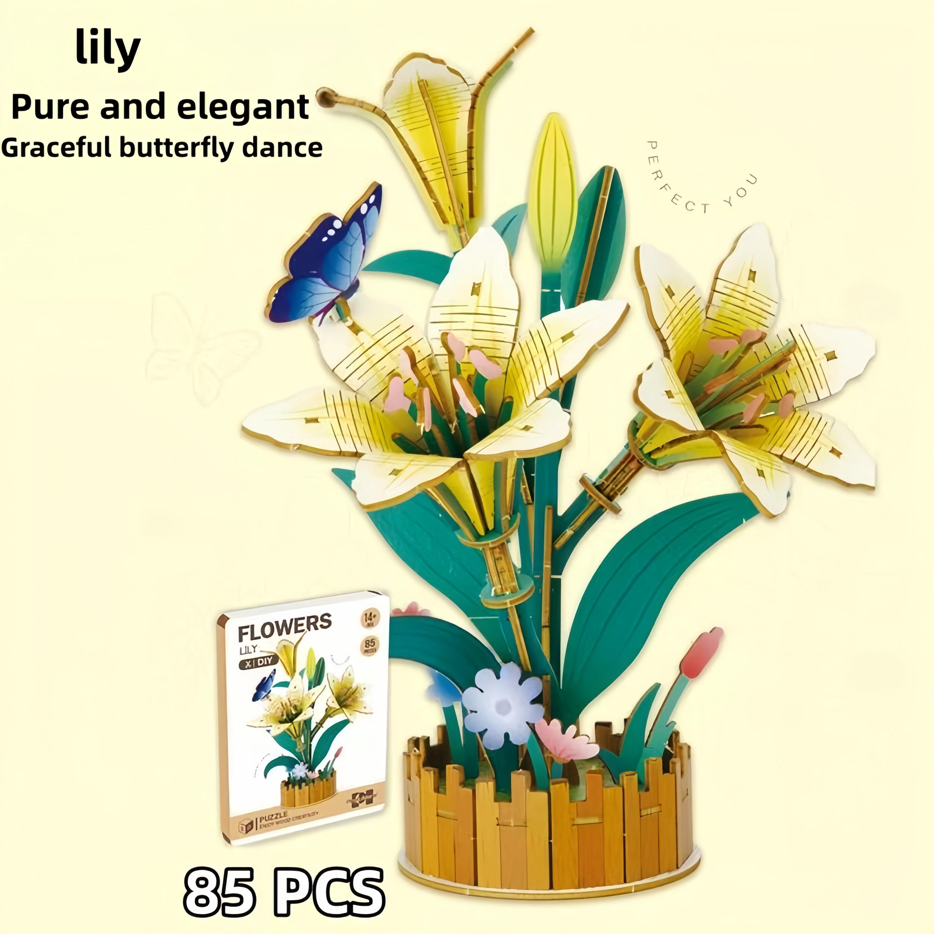 High-Quality Wooden High-Quality Flower High-Quality Puzzle High-Quality 3D High-Quality Model, High-Quality Wooden Self-assembly High-Quality