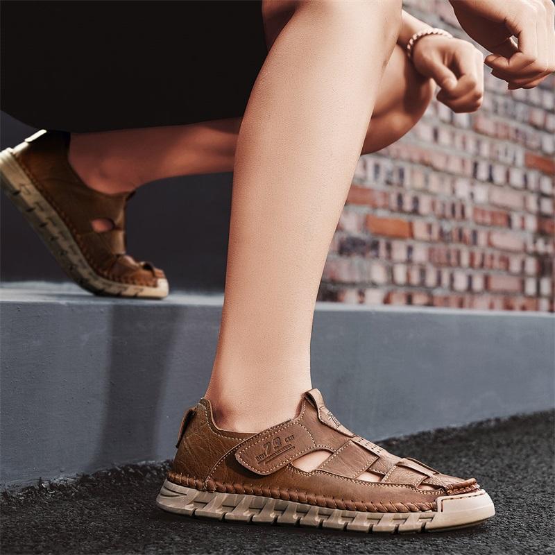 Fashion Roman Mens Shoes Luxury Brand Flats Summer Men Sandals Fashion Mens Casual Shoes Outdoor Men Leather Sandals for Men Beach Shoes