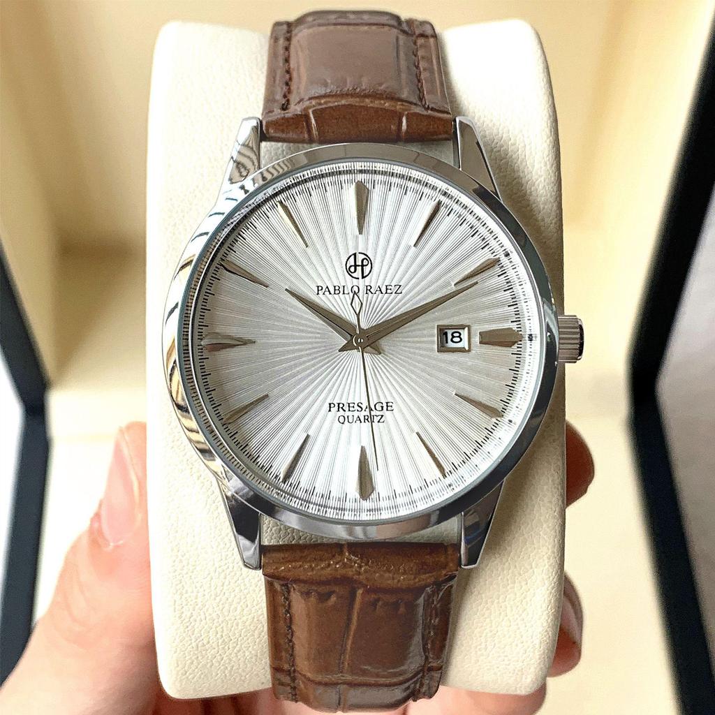 Ceas cu cuarț de afaceri pentru bărbați PABLO RAEZ: Automat, Rezistent la apă, cu Secundar continuu și Calendar.