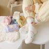 Socks Women Winter Warm Fluffy Fuzzy Cute Middle Tube Thick Thermal Soft Coral Fleece Floor Sleep Cartoon Star Short Crew Socks