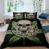 Duvet Cover Set Black Skull Skeleton/Paisley Floral Gothic Luxury Soft Bedding Set Comforter Cover Halloween Decor,Queen Size