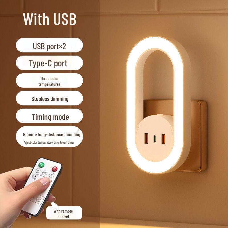 USB Bedside Lamp: Remote-Control Soft Night Light for Baby Feeding, Eye Protection, Energy-Saving, Multifunctional Sleep Aid