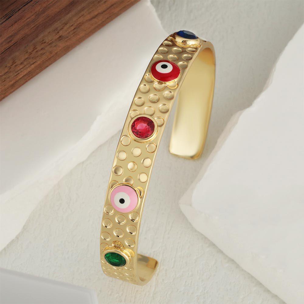 New Style Simple Women's Hip-hop Fashionable Design Textured Opening Dripping Oil Eye Bracelet