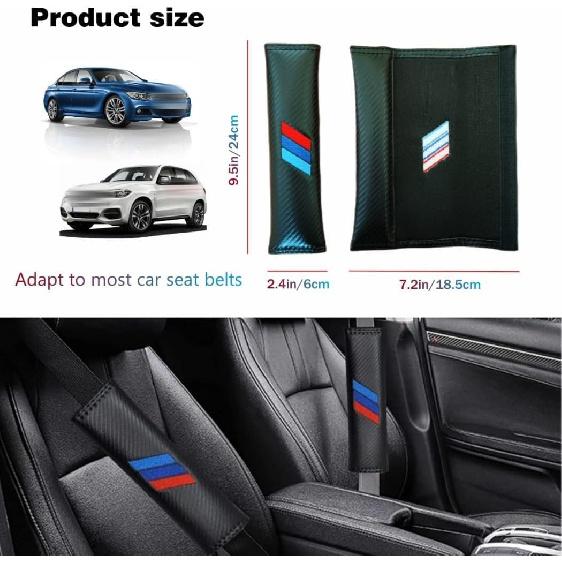 2PCS Car Seat Belt Cover For BMW, Carbon Fiber Seatbelt Shoulder Protection, Soft Car Seat Belt Strap Cushion Protect Your Neck And Shoulder, Car