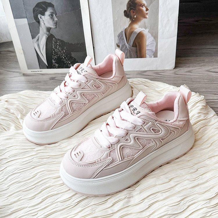 Thick-soled Dad Shoes Women's Summer Thin Breathable Mesh 2025 New Versatile and Lightweight Sports and Leisure Little White Shoes