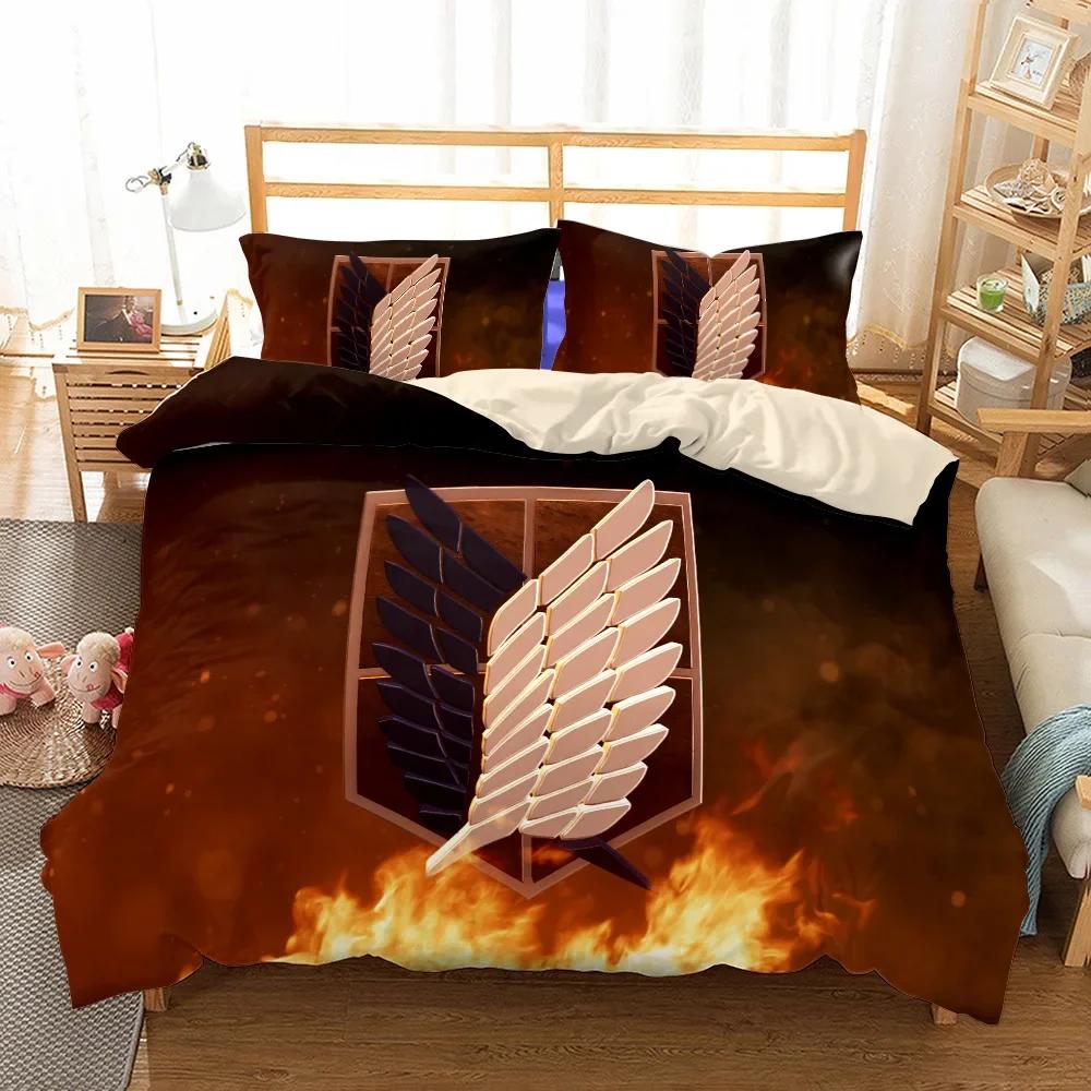 Anime Attack On Titan Bedding Set Kawaii Loli Boy Duvet Cover 3D Print Japan Cartoon Bed Quilt Cover Pillowcase No Sheets