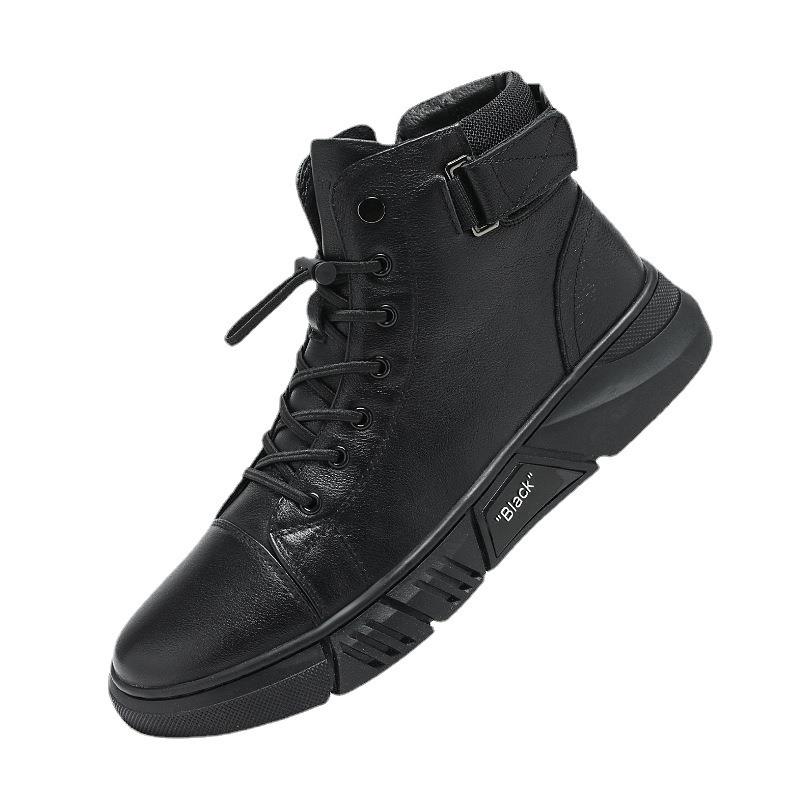 Large Size Trend Martin Boots Men's British Men's Boots Fleece Warm High Top Men's Casual Leather Boots
