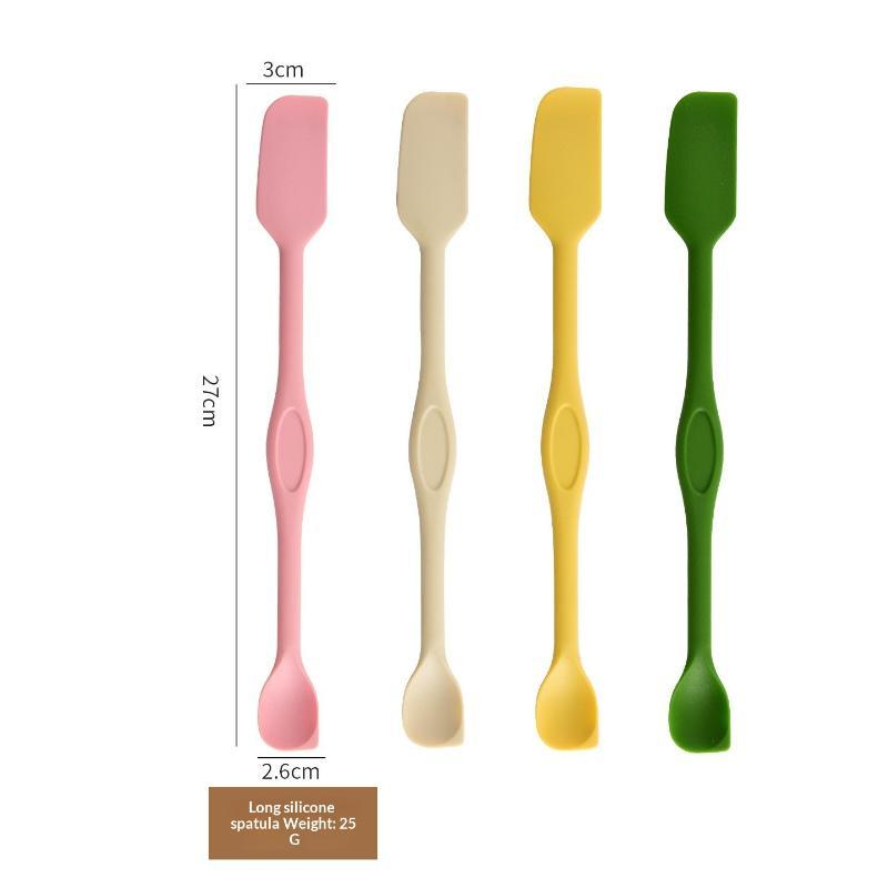 Double Ended Silicone Scraping Spoon Heat Resistant Food Grade Non-Slip Handle Utensil for Home Baking Cooking