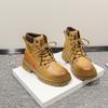 Real Horse Leather Big Yellow Boots Martin Boots Autumn Women's Leather Boots Kick Not Broken Inner Height Increase Outdoor Thick Bottom Tooling