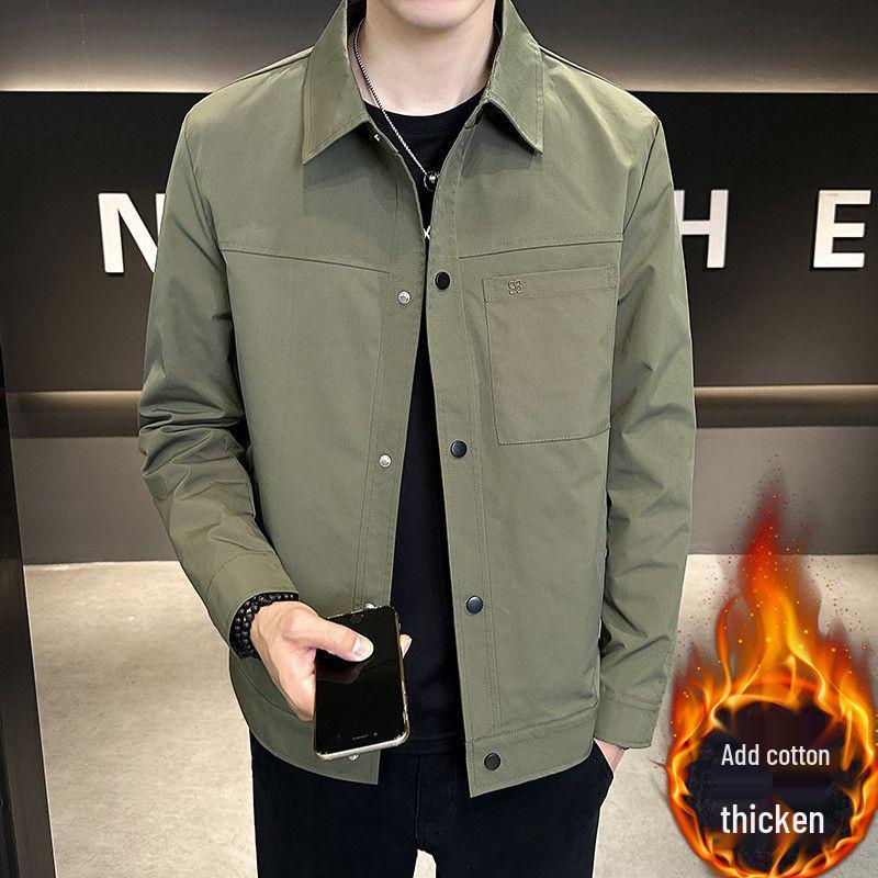 

Мужская модная куртка корейского стиля приталенного кроя, утолщенная, хлопковая, для осени и зимы 3XL (Recommended 160-185 jin)