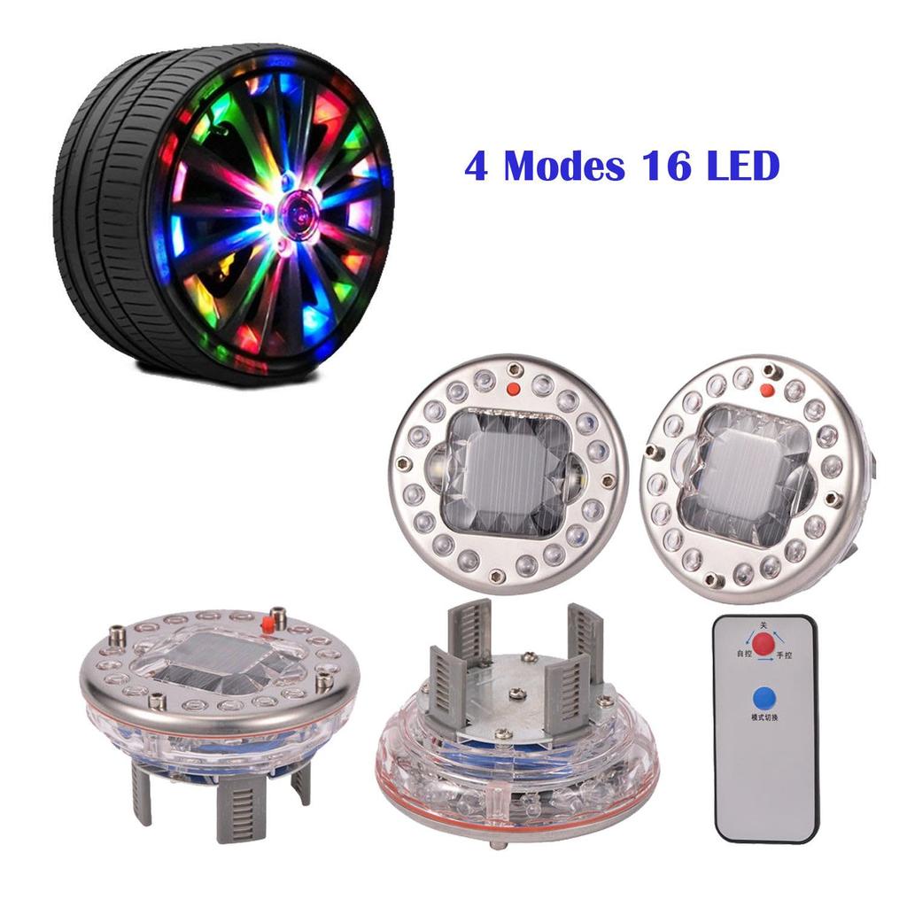 4Pcs Car Tire Wheel RGB Solar Energy Hub Lamp Cap Lights for and Bicycles Lights, Vehicles, Motorcycles,