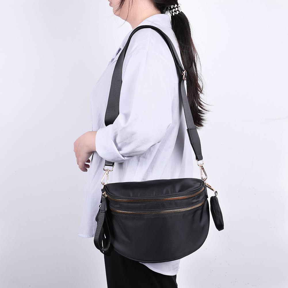 Borse a tracolla retrò da donna Marsupio in nylon Borsa a tracolla alla moda Marsupi neri Marsupio da vita Borsa da petto con custodia per auricolari