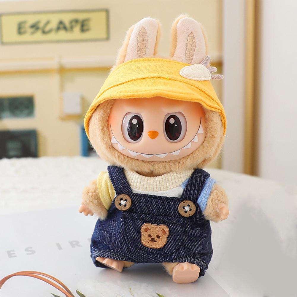 For 17cm Labubu Doll Clothes Fashion Piggy Overalls Doll Clothes Color Match Hoodies Dolls Accessories Cute Decoration Little Clothes