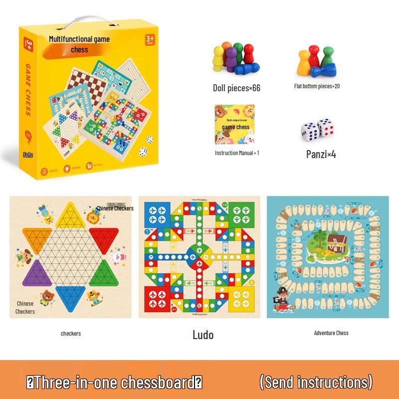 Multi-Functional Wooden Board Game: Ludo, Checkers, Gomoku, Beast Fighting for All Ages